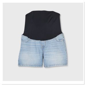 Over Belly Midi Maternity Jean Shorts Isabel Maternity by Ingrid
